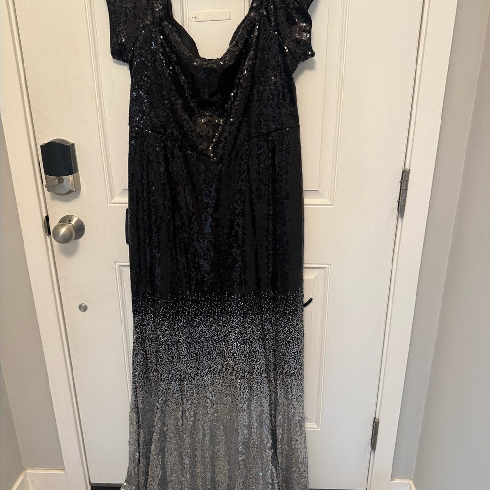 Torrid Black and Silver Ombré Sequin Evening Gown